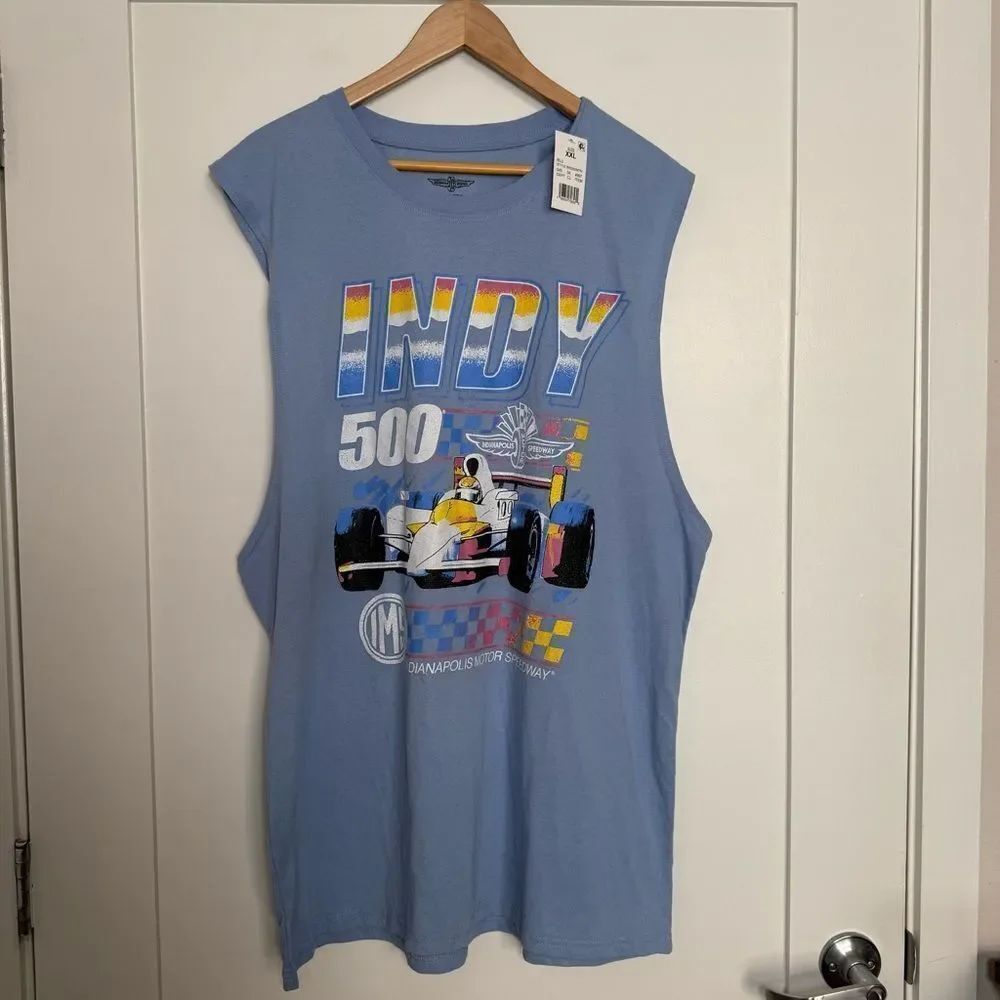 NWT Indy 500 Mens Tank Top Size 2XL Blue Indianapolis Motor Speedway Cars Race